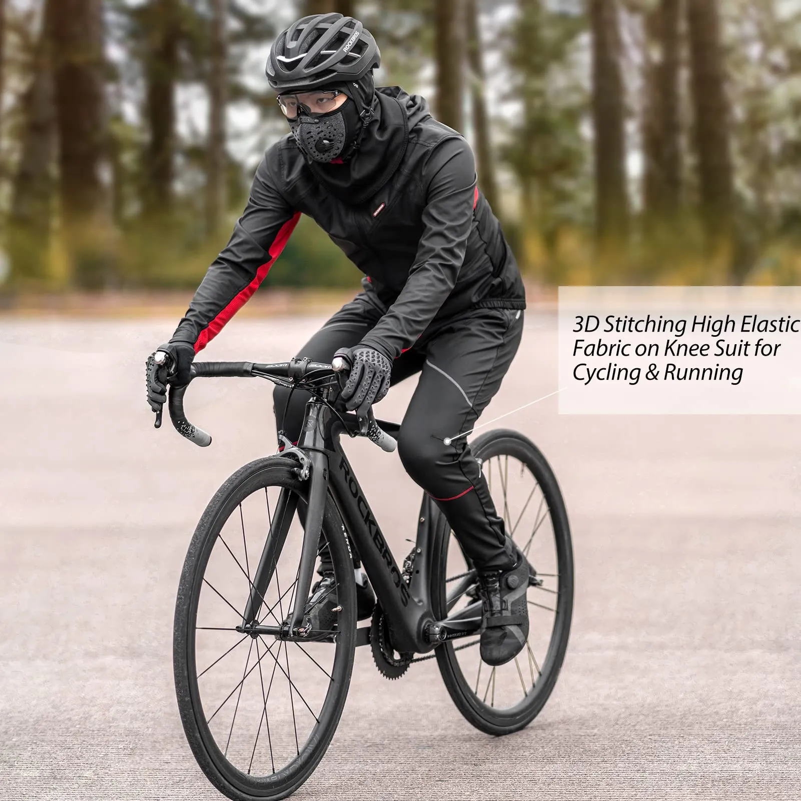 ROCKBROS Men's Black Thermal Long Cycling Pants Windproof & Warm