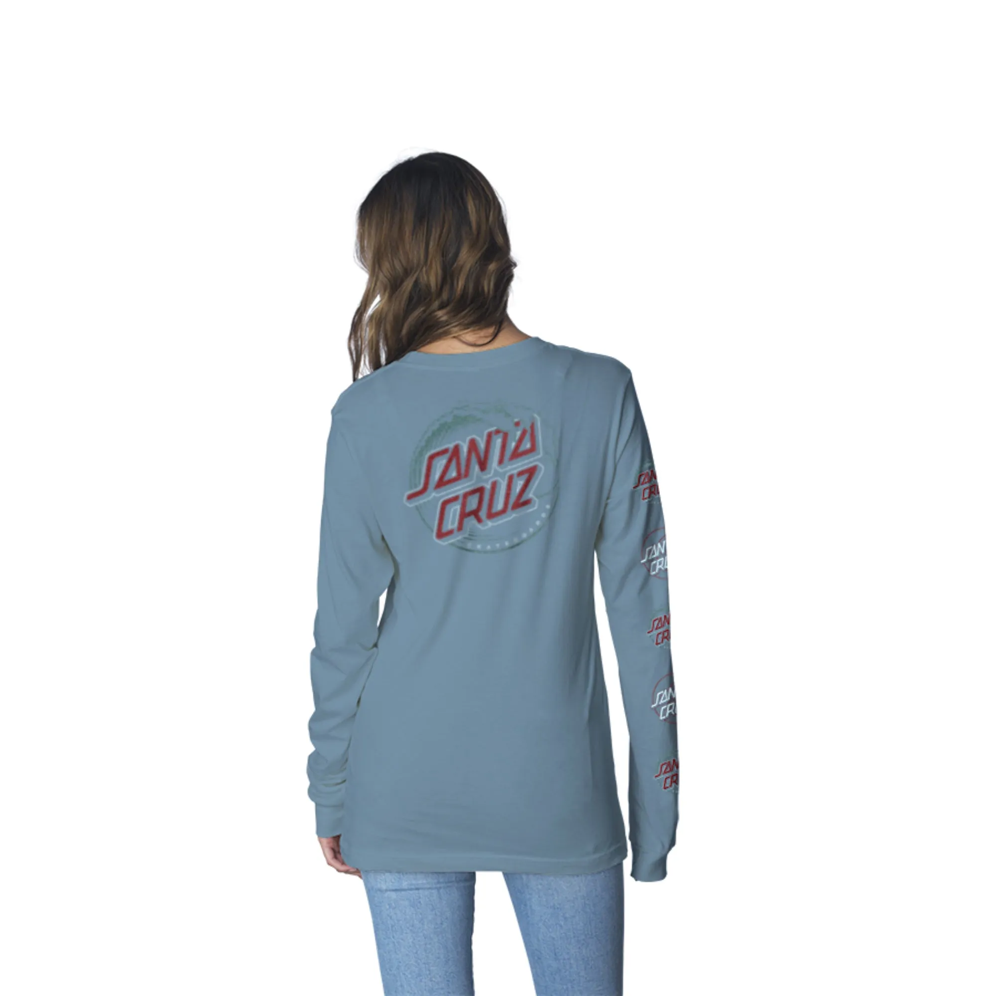 Santa Cruz Wave Dot L/S Regular T-Shirt Womens, Cadet Blue
