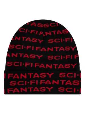 Sci Fi Fantasy Repeat Logo Beanie - Black