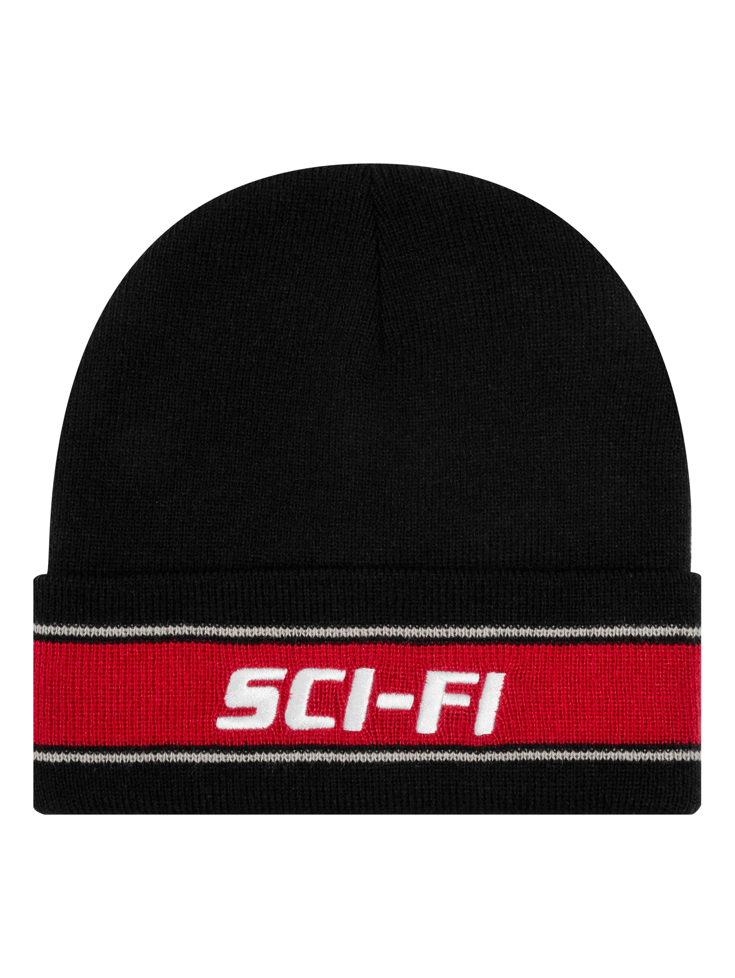 Sci Fi Fantasy Stripe Fold Beanie - Black