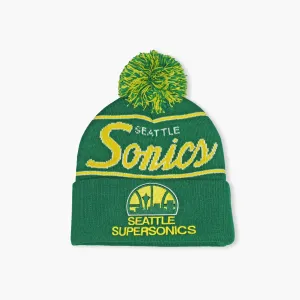 Seattle SuperSonics Script Skyline Cuff Pom Beanie