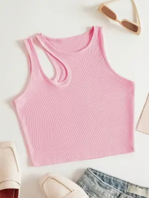 Side Cut Tank Top _ Pink