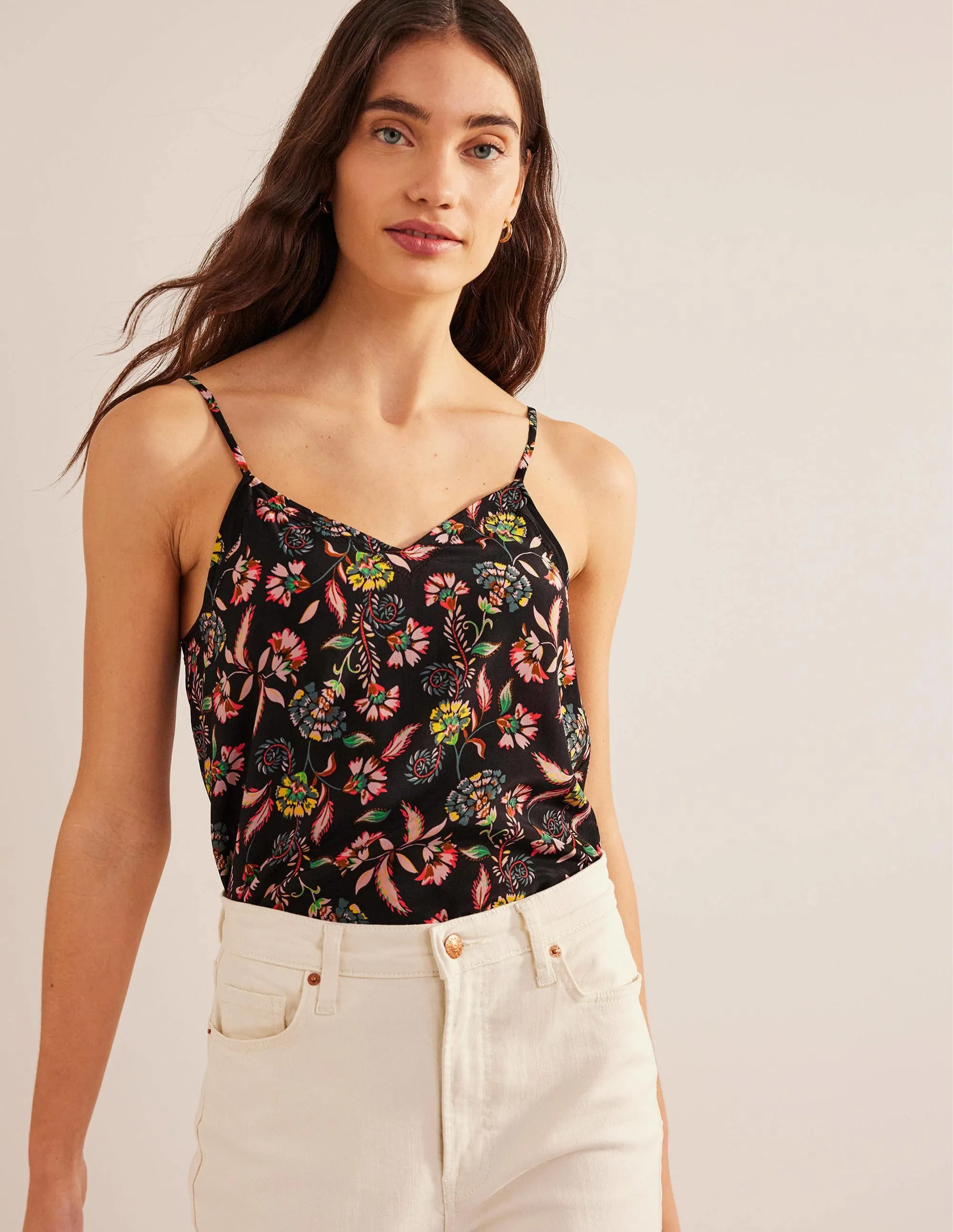 Silk Cami Top-Multi, Blossom Pome