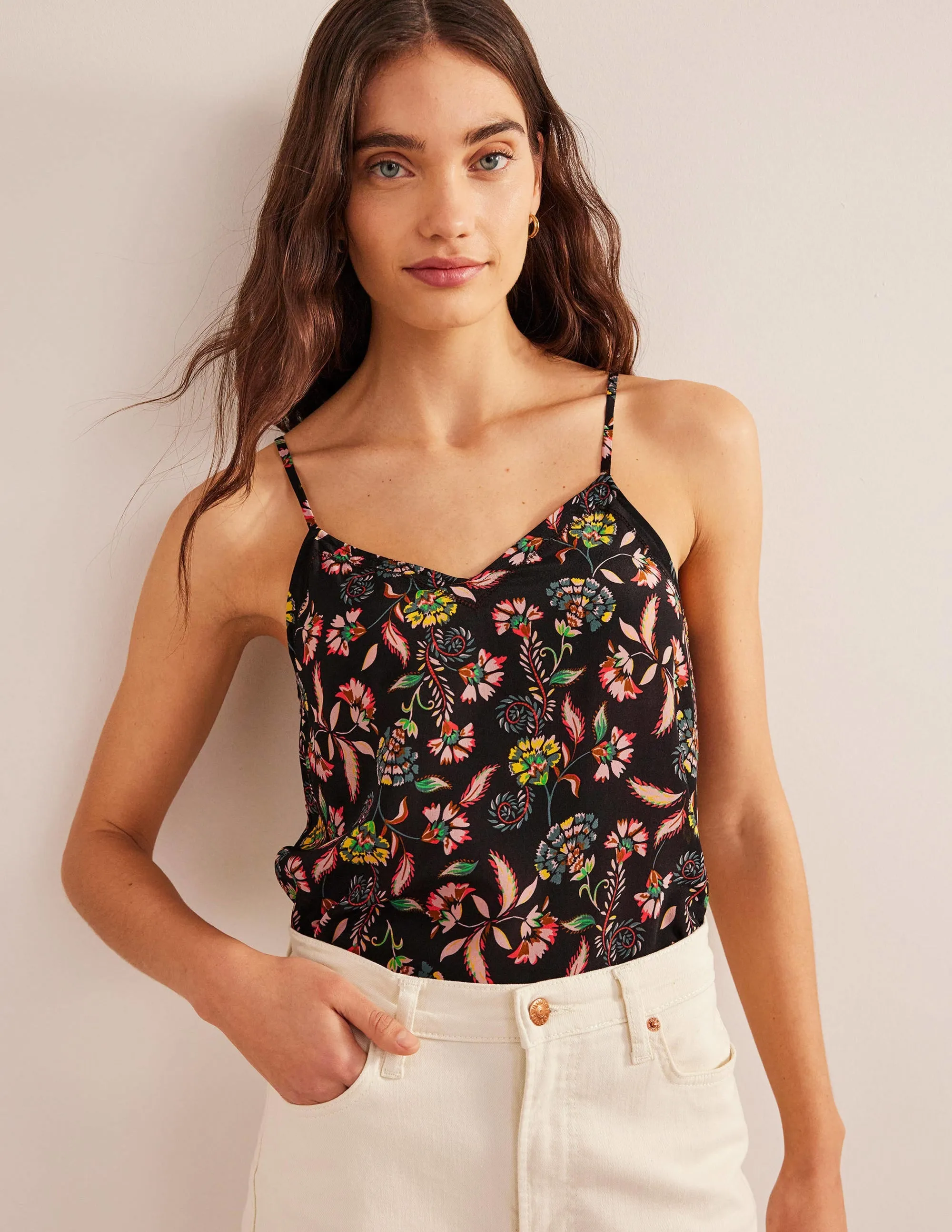Silk Cami Top-Multi, Blossom Pome