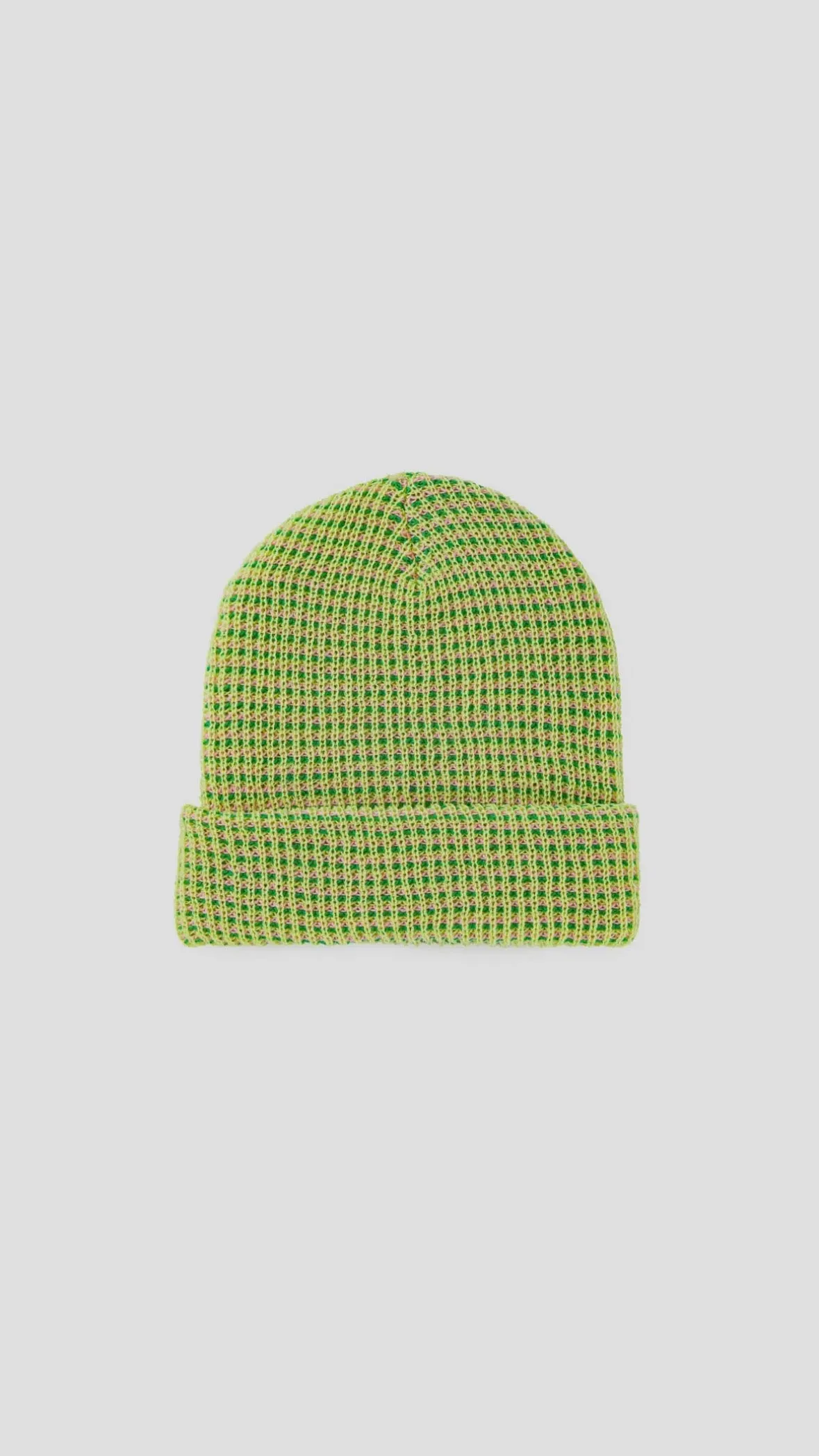 Simple Grid Knit Beanie in Lime Pink