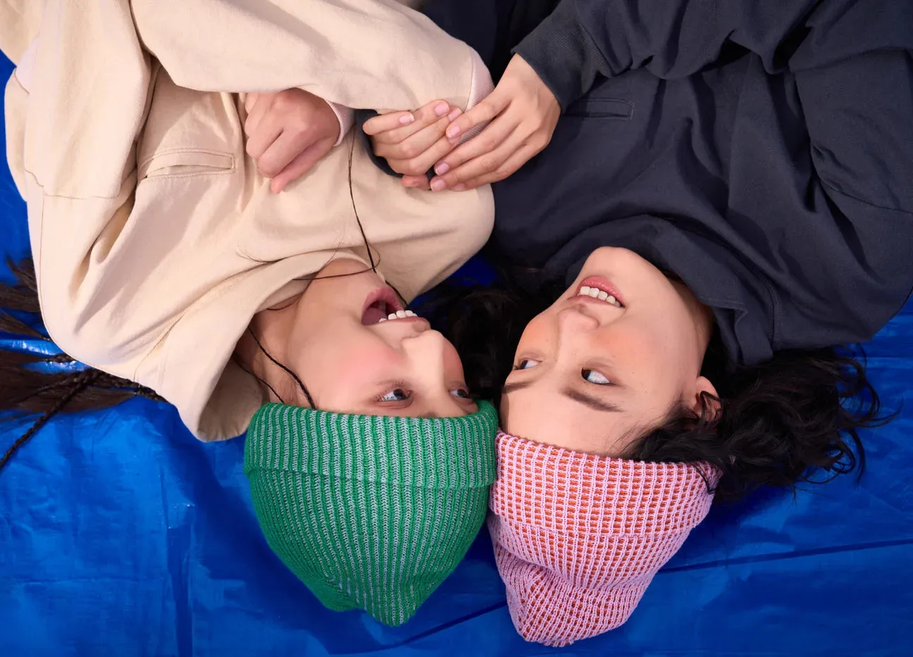 Simple Grid Knit Beanie in Lime Pink