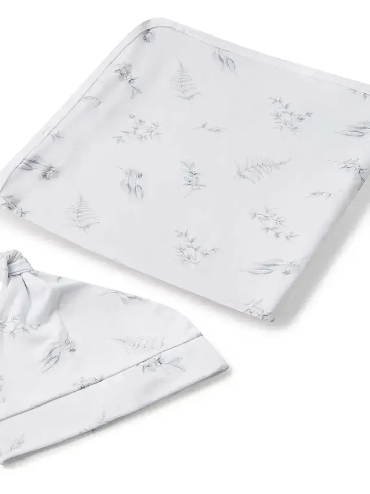 Snuggle Hunny - Organic Jersey Wrap & Beanie Set Silver Gum
