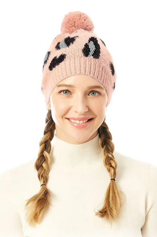 Soft Fuzzy Leopard Print Beanie Hat