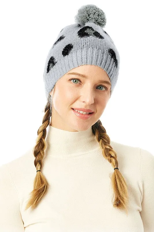 Soft Fuzzy Leopard Print Beanie Hat