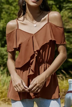 Soild Color Halter Ruffles Tank Top
