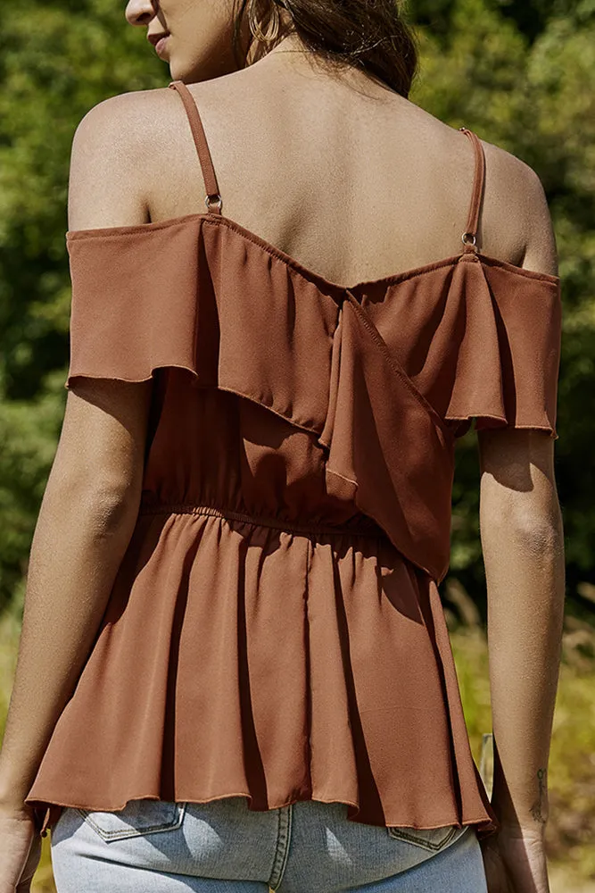 Soild Color Halter Ruffles Tank Top