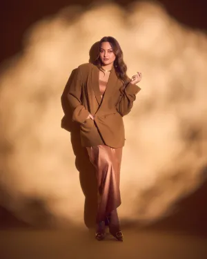 Sonakshi Sinha in Nora Draped Skirt and Classic Blazer