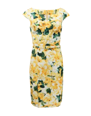 Split Scoop Neck Dress With Belt
