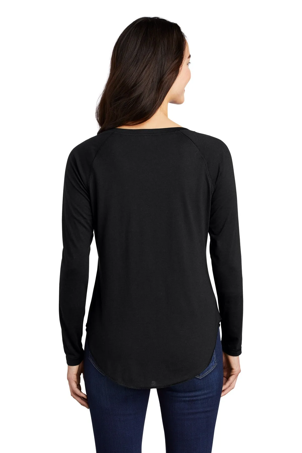 Sport-Tek Ladies PosiCharge Long Sleeve Tri-Blend Wicking Scoop Neck Raglan Tee LST400LS