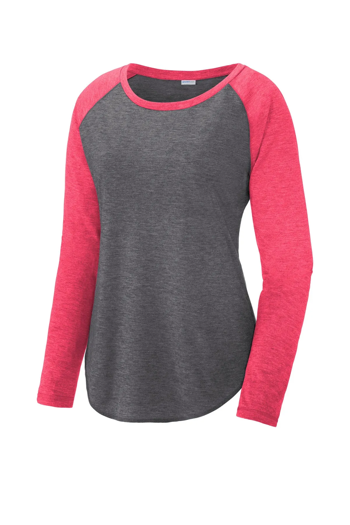 Sport-Tek Ladies PosiCharge Long Sleeve Tri-Blend Wicking Scoop Neck Raglan Tee LST400LS
