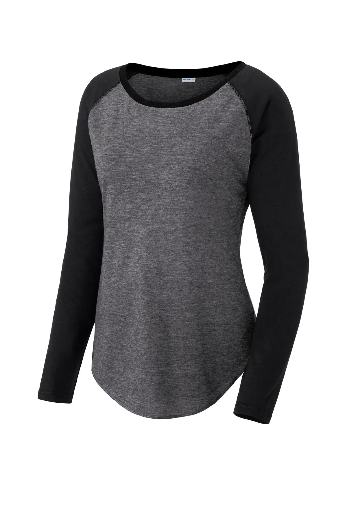 Sport-Tek Ladies PosiCharge Long Sleeve Tri-Blend Wicking Scoop Neck Raglan Tee LST400LS