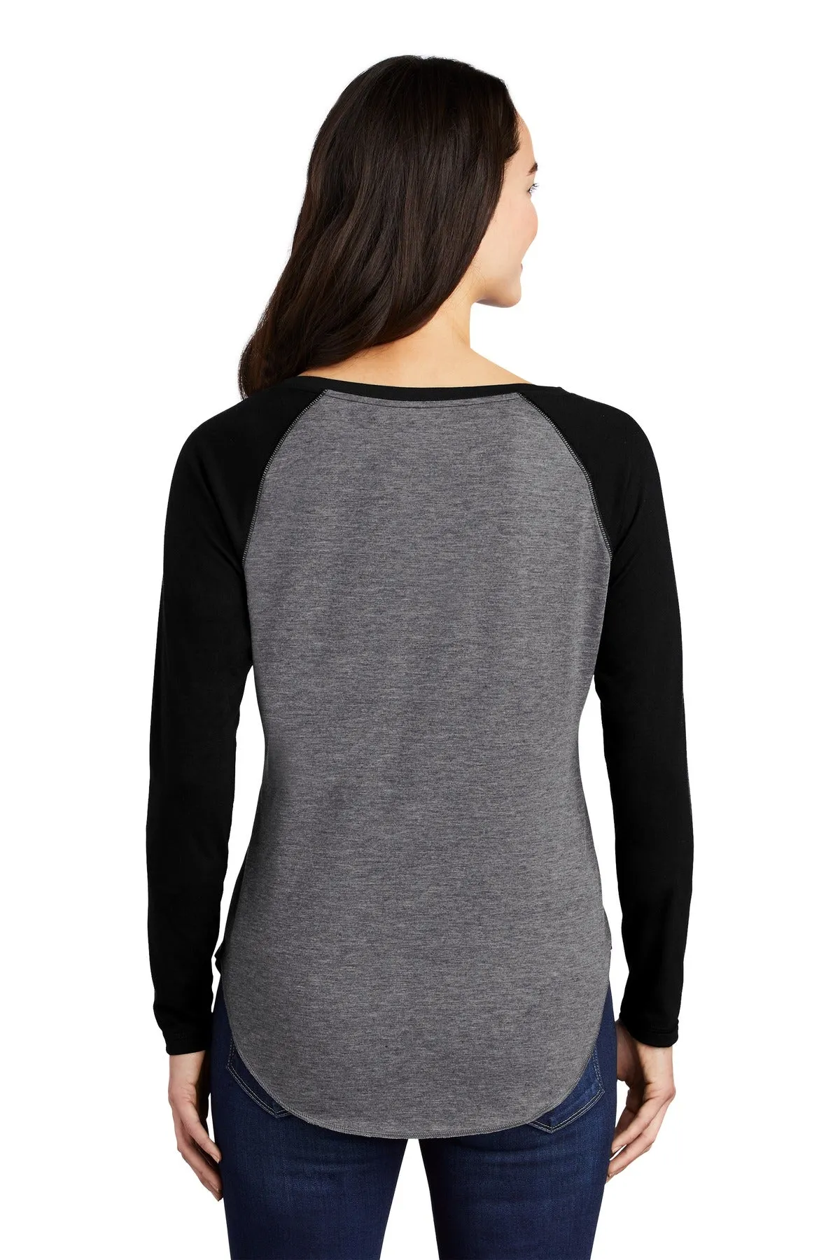 Sport-Tek Ladies PosiCharge Long Sleeve Tri-Blend Wicking Scoop Neck Raglan Tee LST400LS