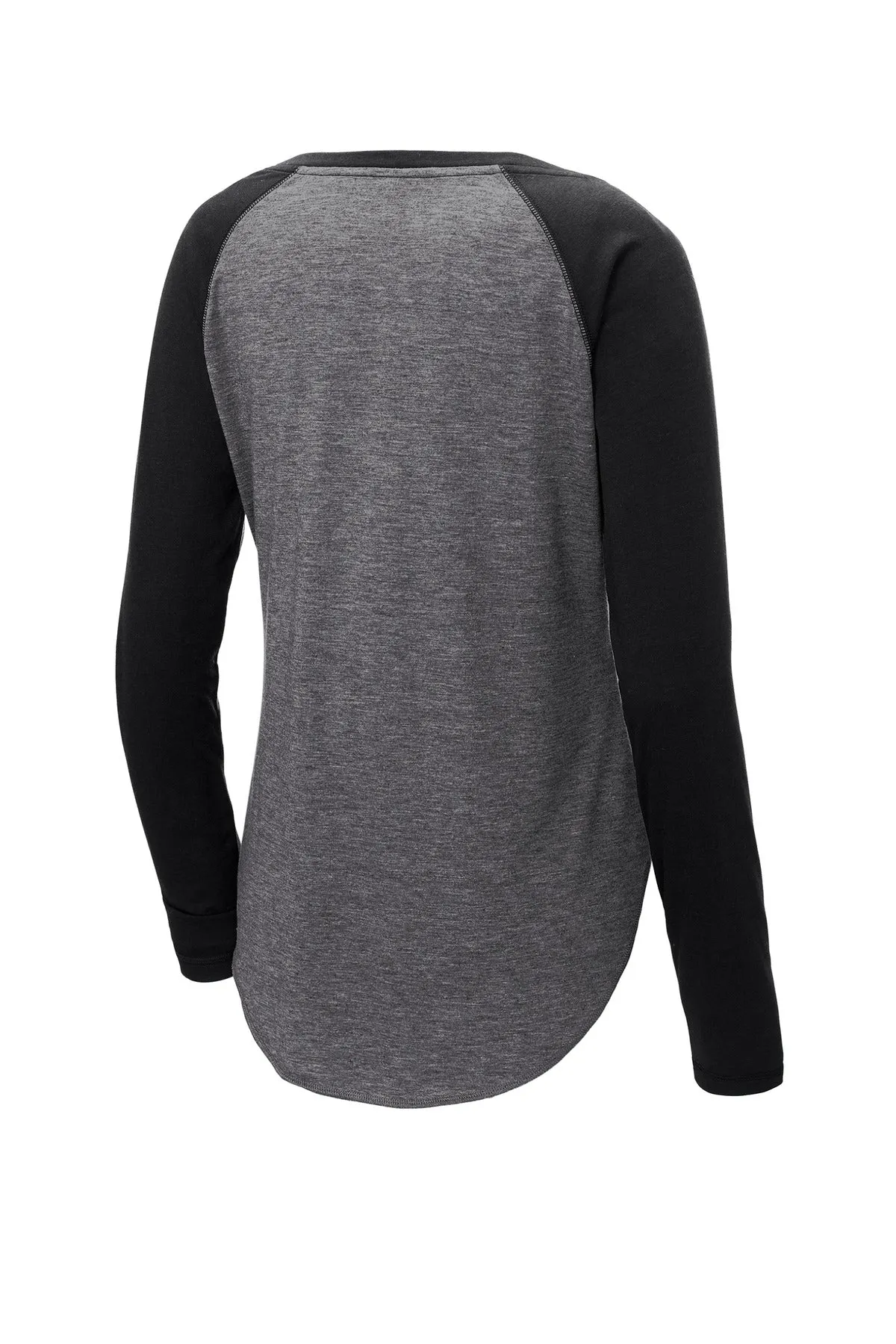 Sport-Tek Ladies PosiCharge Long Sleeve Tri-Blend Wicking Scoop Neck Raglan Tee LST400LS