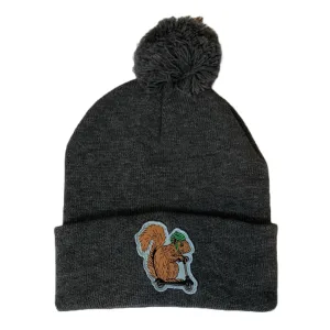 Squirrel On A Bird Winter Hat - Heather Grey