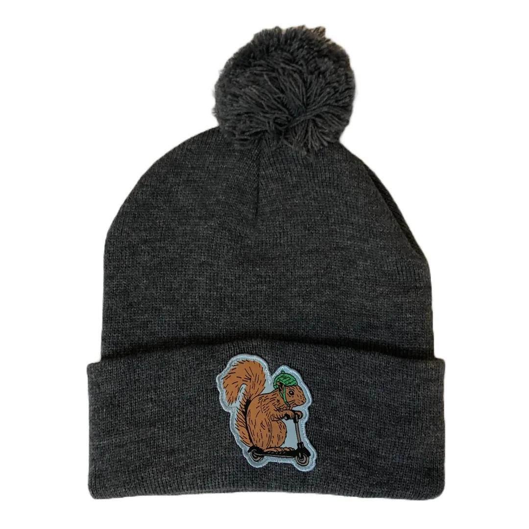 Squirrel On A Bird Winter Hat - Heather Grey