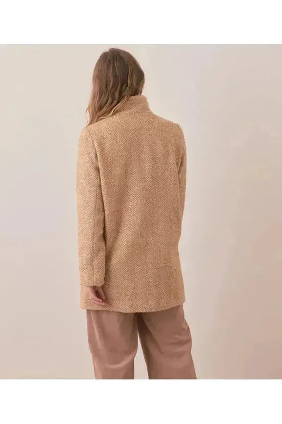 Stephanie Cocoon Coat - Camel Herringbone