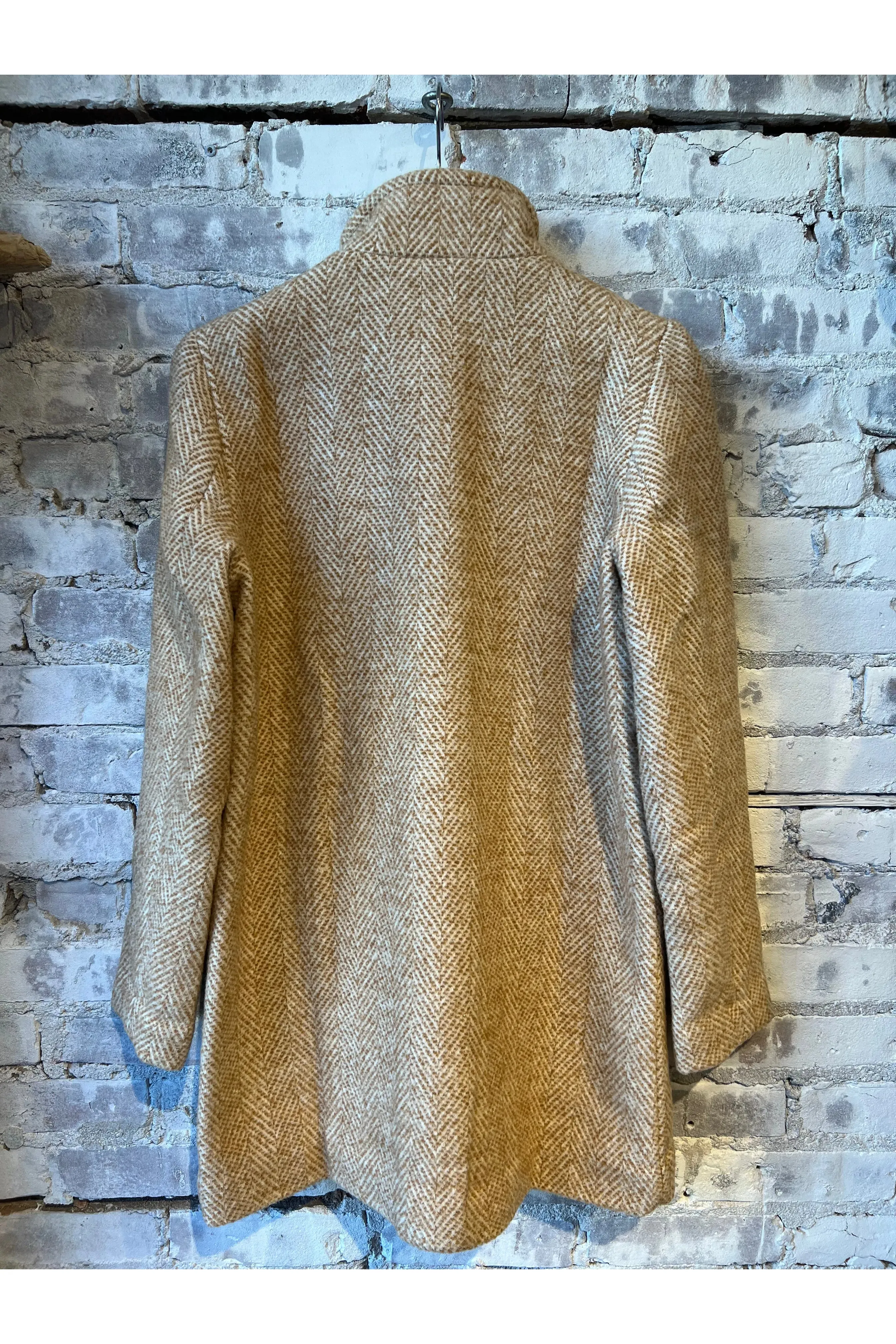Stephanie Cocoon Coat - Camel Herringbone