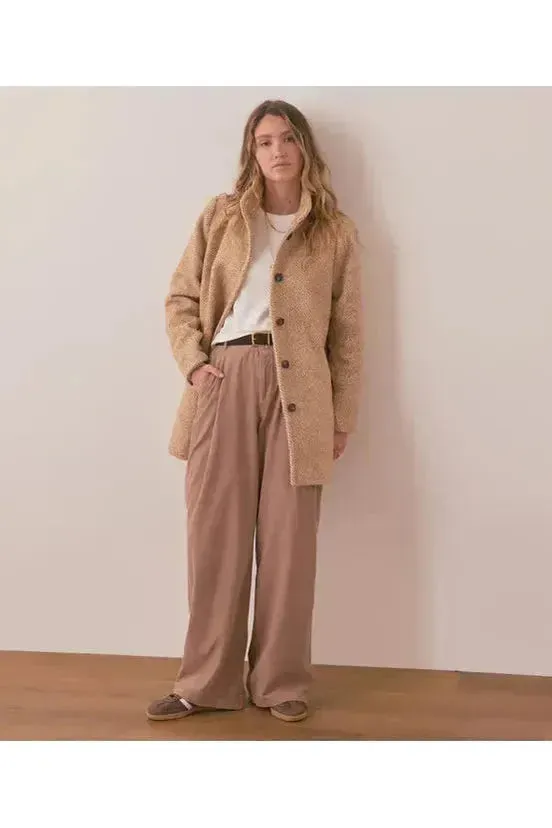 Stephanie Cocoon Coat - Camel Herringbone
