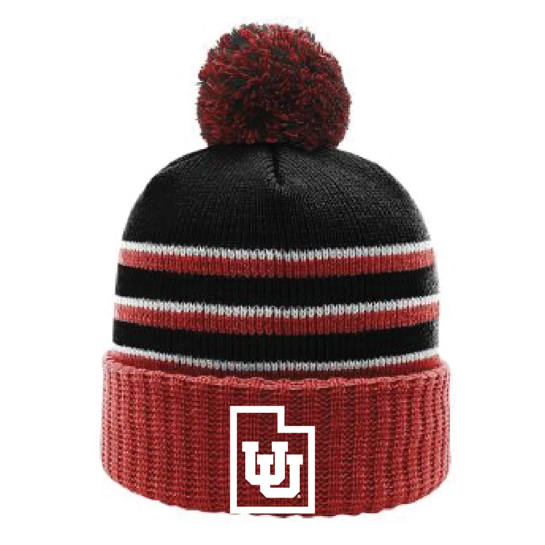 Stripe Pom Beanie With Cuff