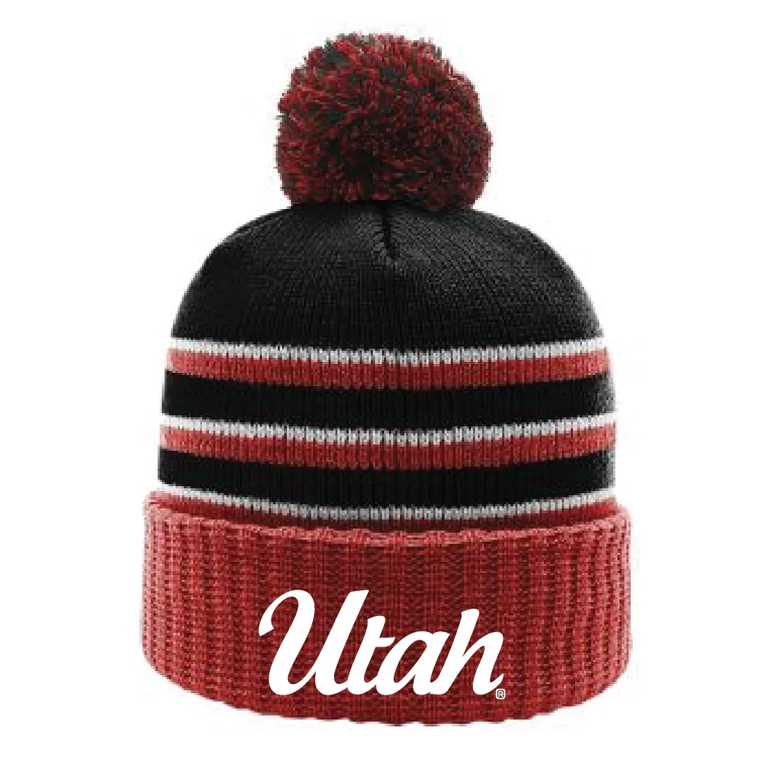 Stripe Pom Beanie With Cuff