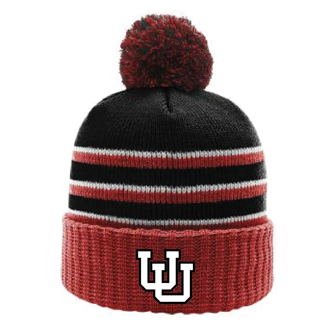 Stripe Pom Beanie With Cuff