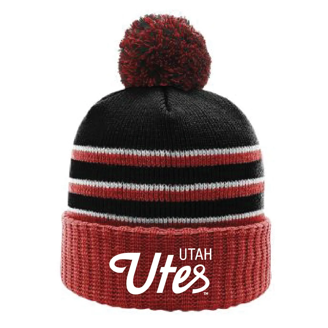 Stripe Pom Beanie With Cuff