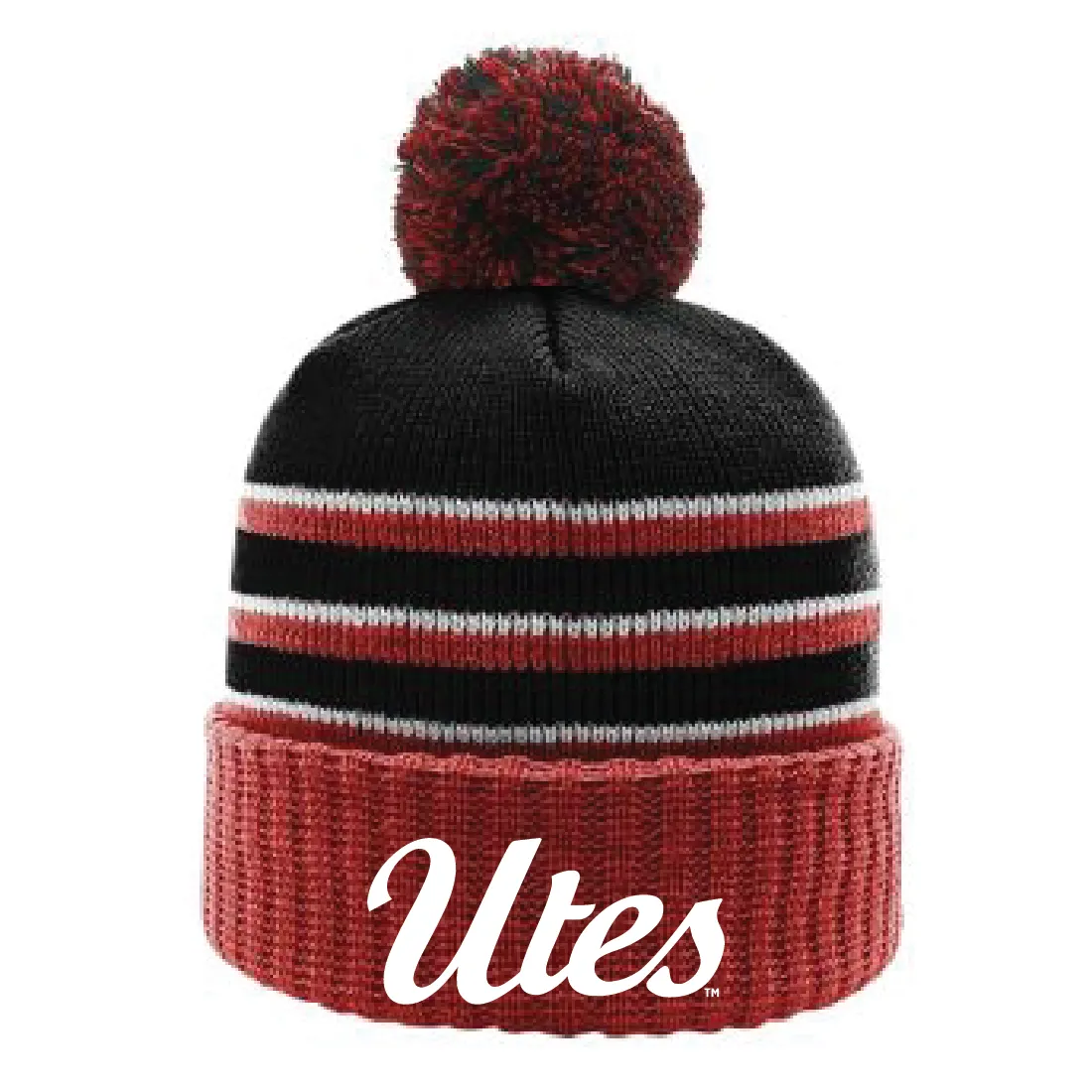 Stripe Pom Beanie With Cuff