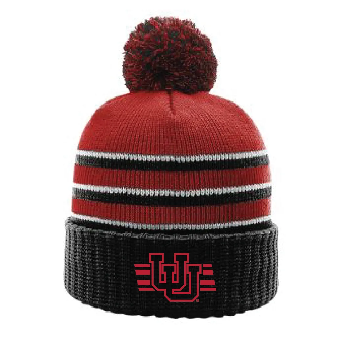 Stripe Pom Beanie With Cuff