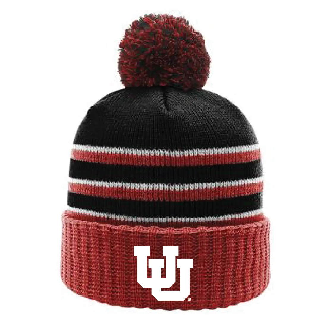 Stripe Pom Beanie With Cuff