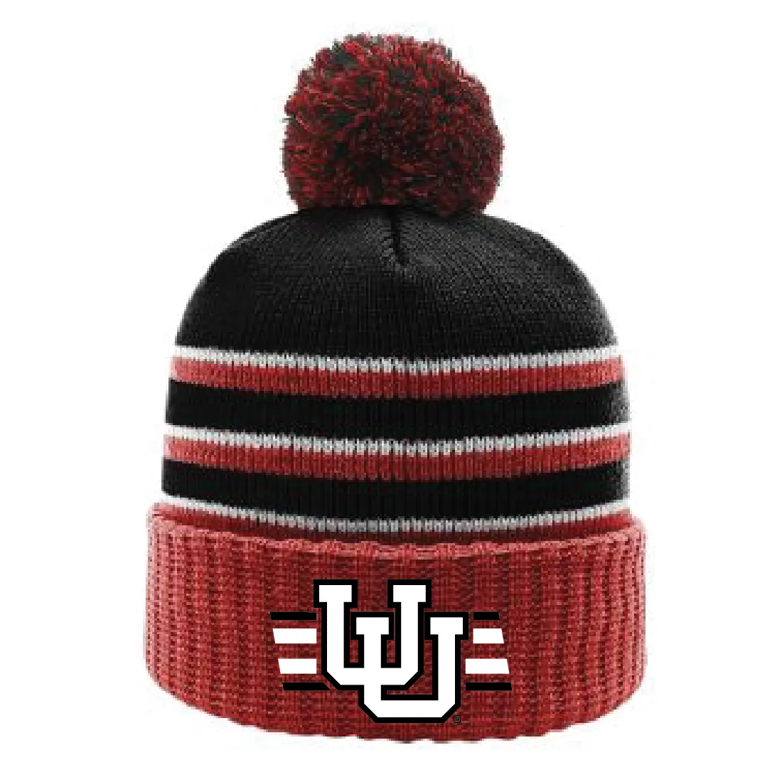 Stripe Pom Beanie With Cuff