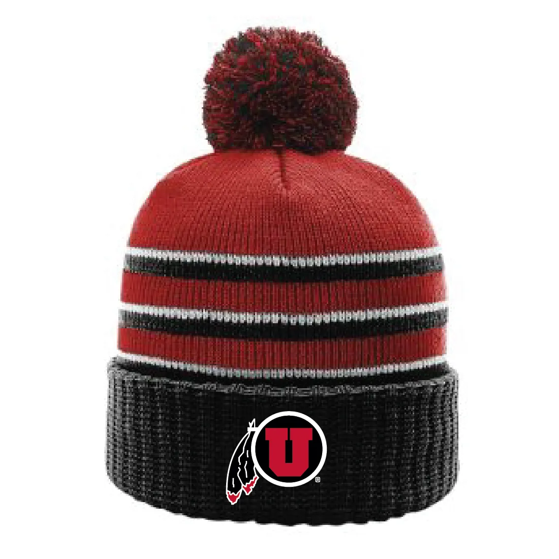 Stripe Pom Beanie With Cuff
