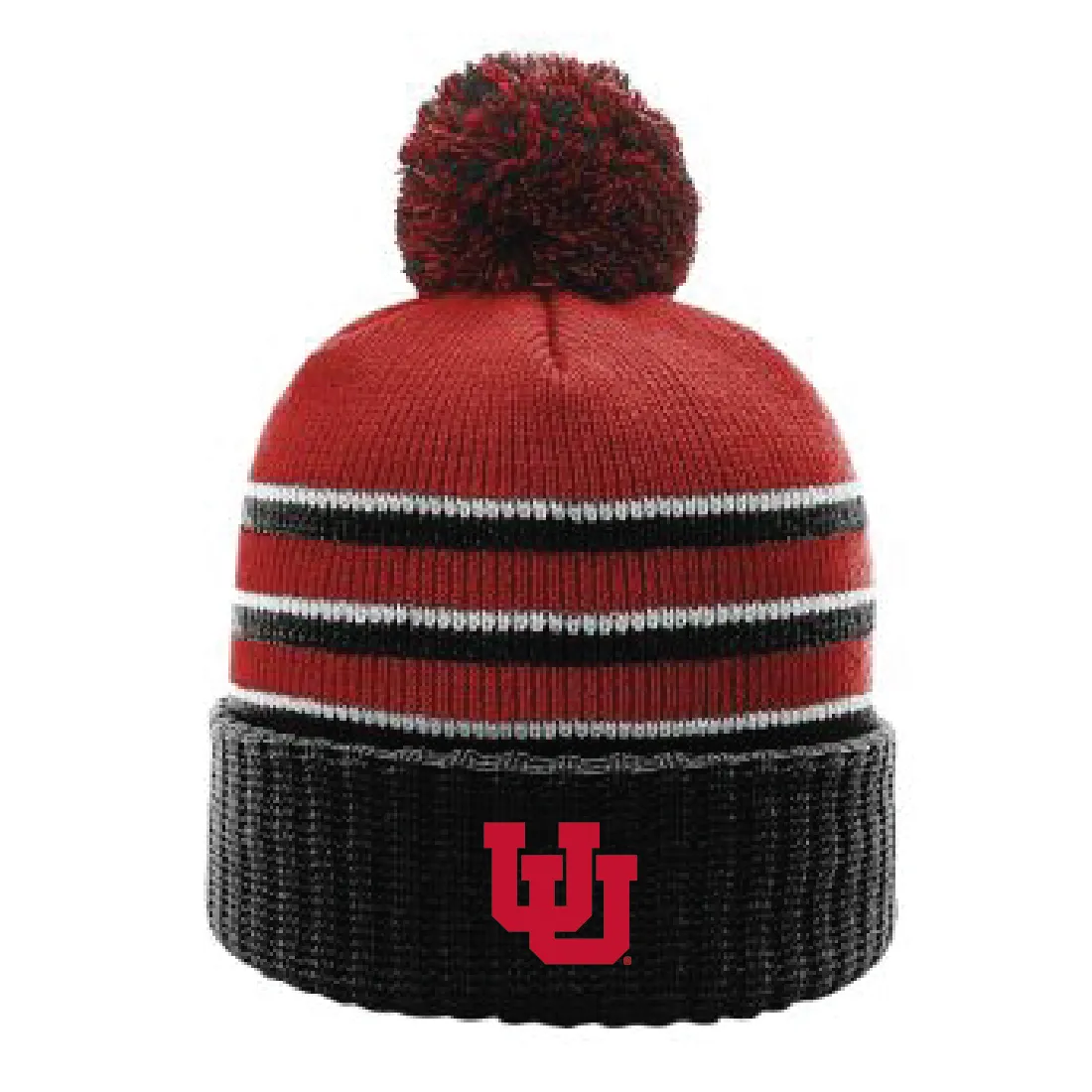 Stripe Pom Beanie With Cuff