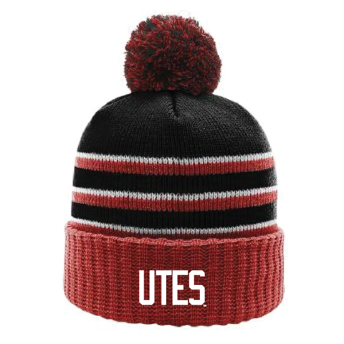 Stripe Pom Beanie With Cuff