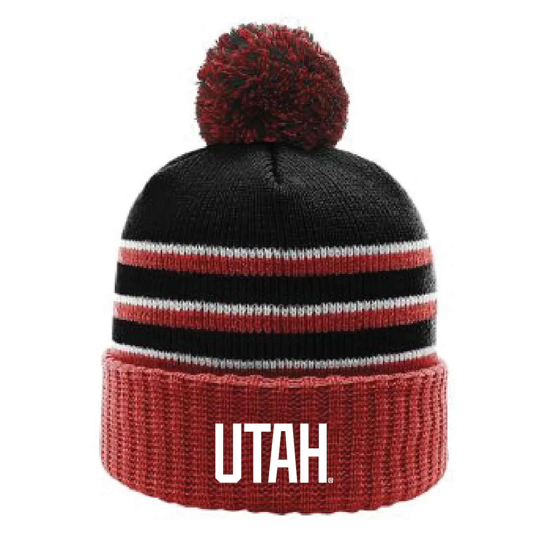 Stripe Pom Beanie With Cuff