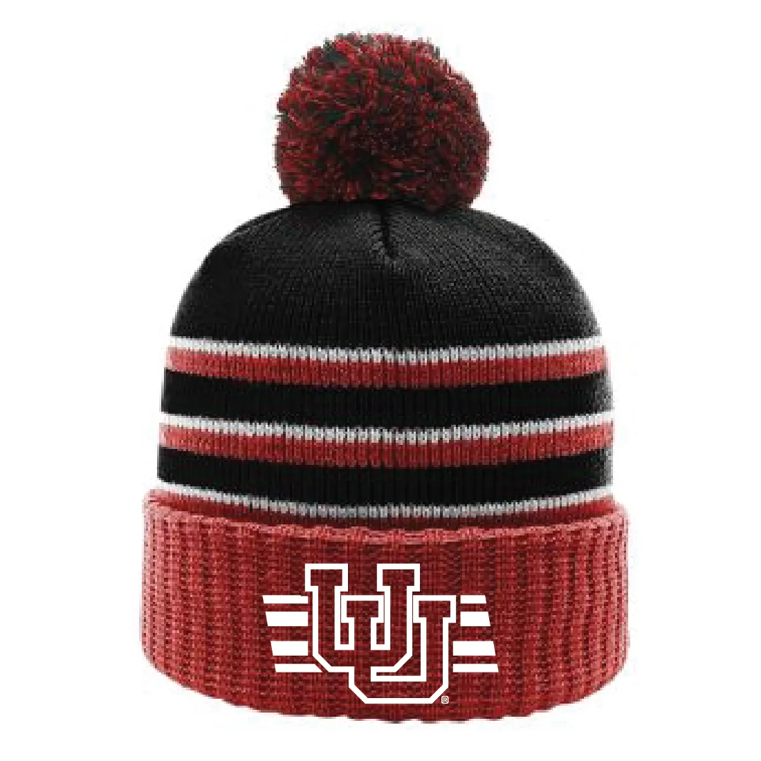 Stripe Pom Beanie With Cuff