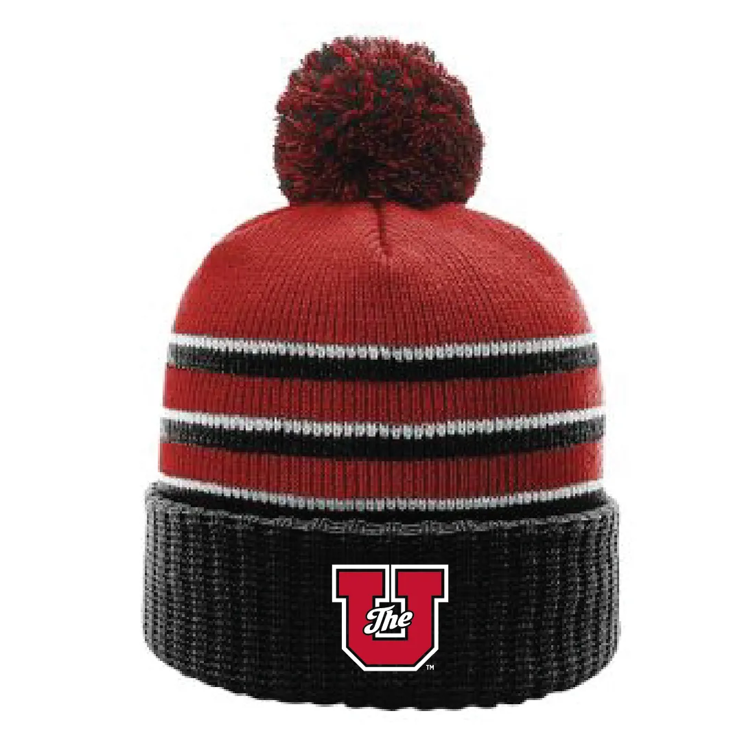 Stripe Pom Beanie With Cuff