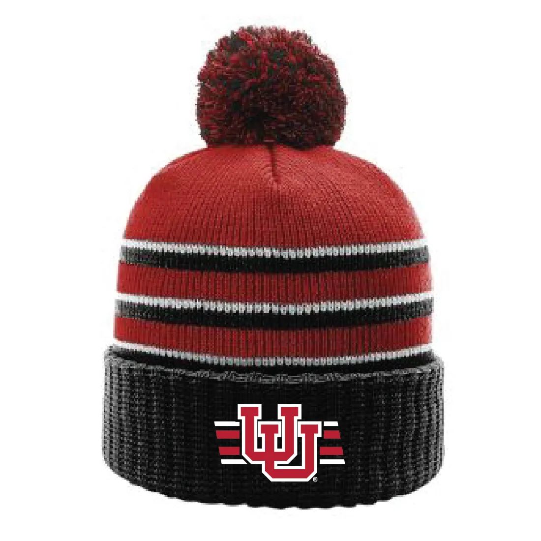 Stripe Pom Beanie With Cuff