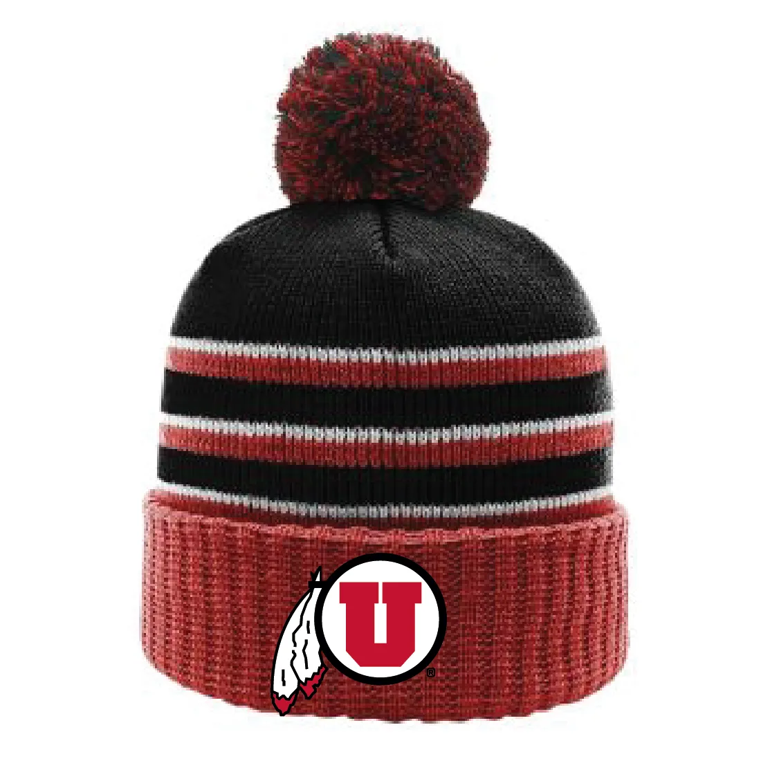 Stripe Pom Beanie With Cuff