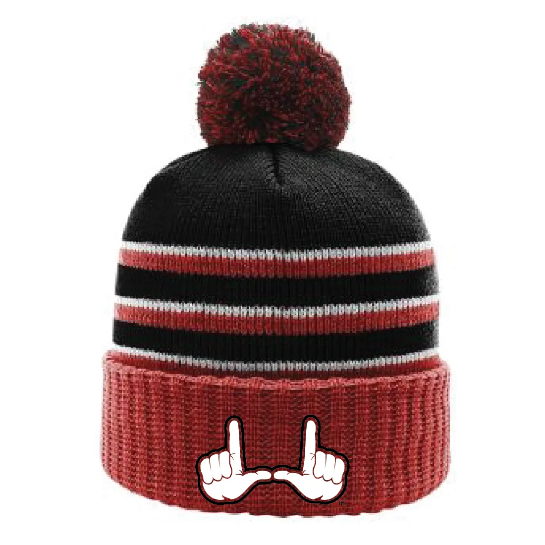 Stripe Pom Beanie With Cuff