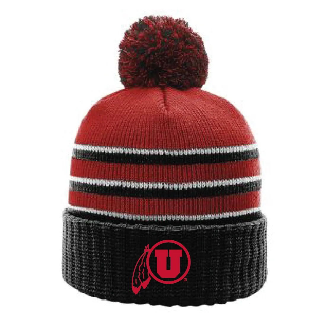 Stripe Pom Beanie With Cuff