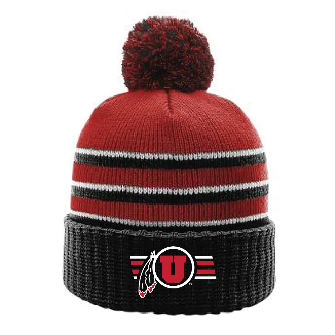 Stripe Pom Beanie With Cuff