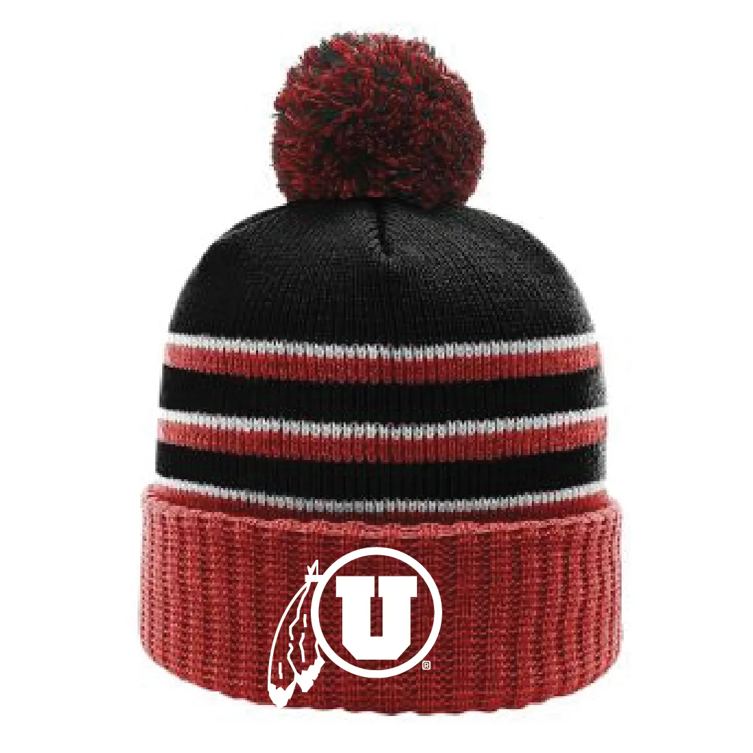 Stripe Pom Beanie With Cuff
