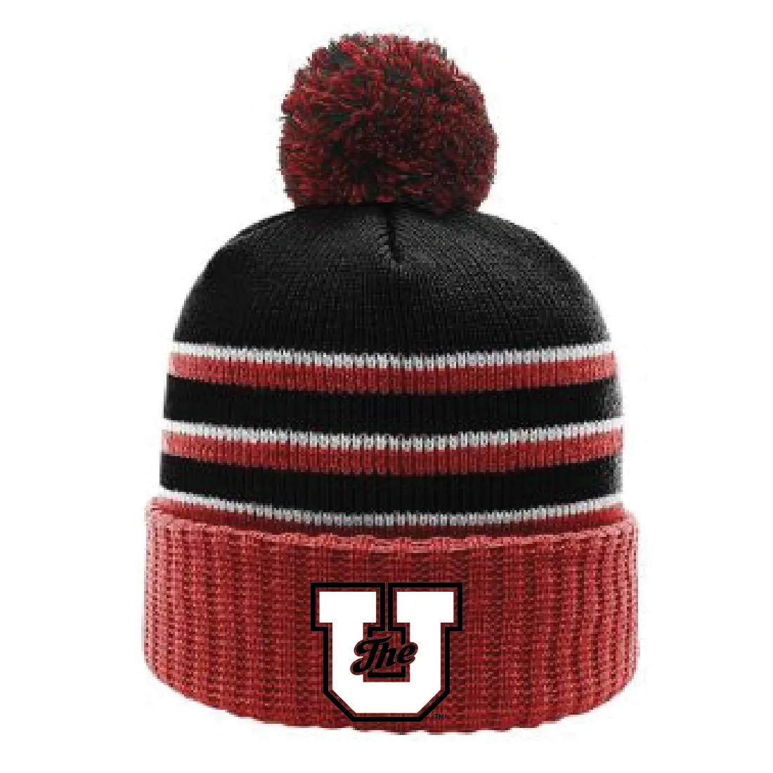 Stripe Pom Beanie With Cuff