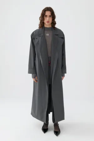 Striped Double Breasted Trench Coat