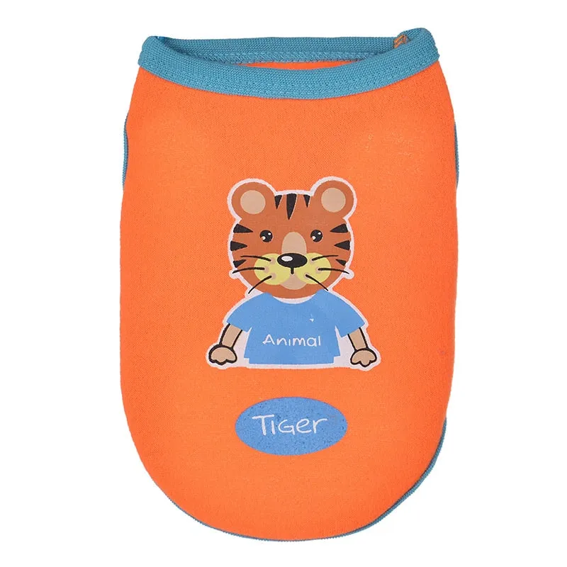 Strong Tiger Print Orange Spring Small Dog Tank Top